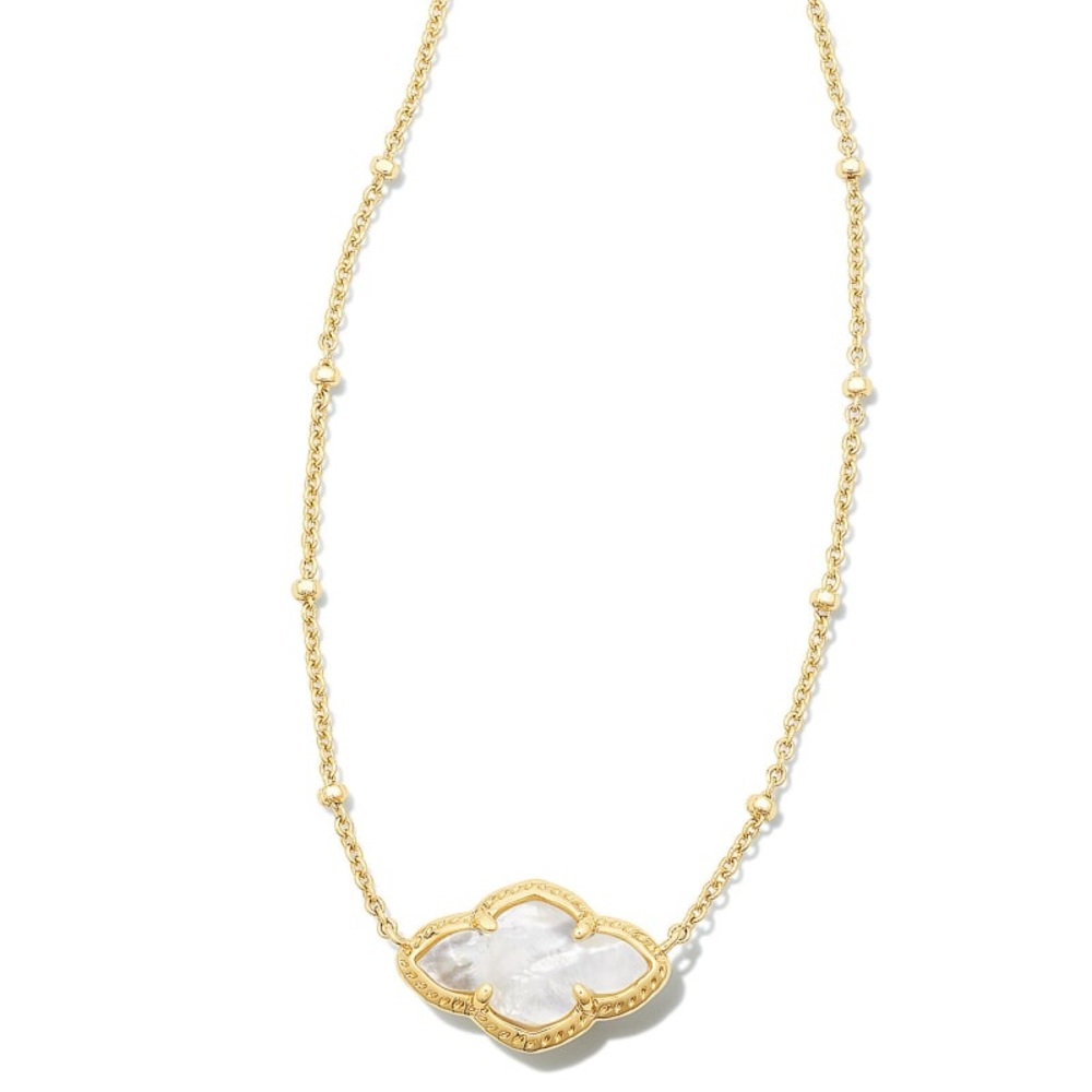 Gold and White Clover Pendant Necklace